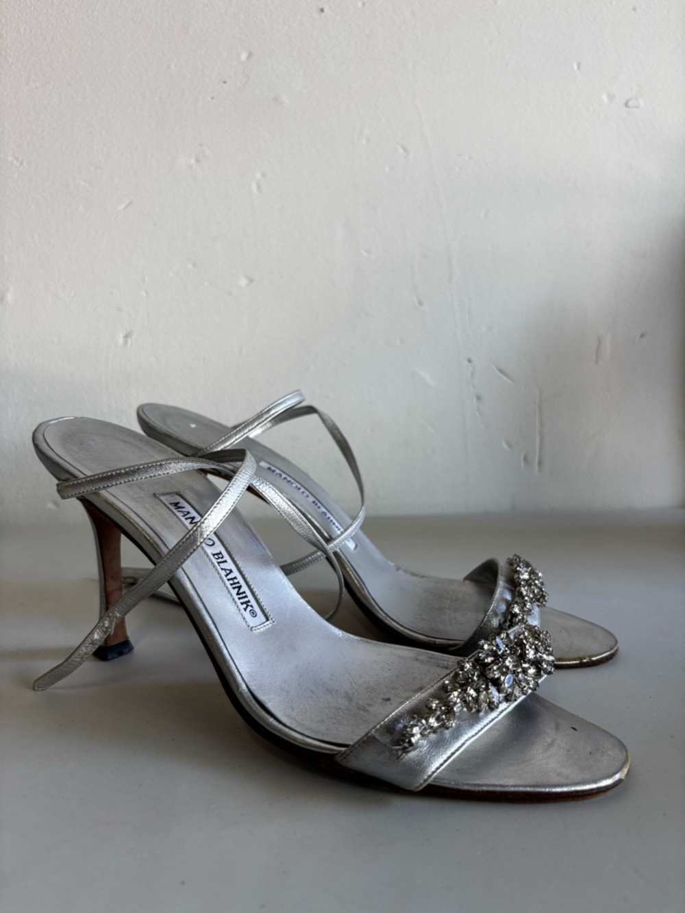 Manolo Blahnik Crystal Embellished Heeled Sandals